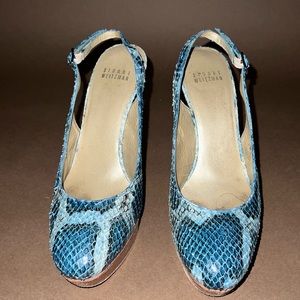 STUART WEITZMAN Teal Snake Platforms